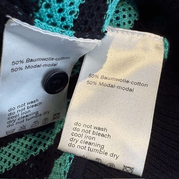 NWOT Akris Punto 2pc Matching Twin Set Cardigan and Tank Aqua Navy Stripe Medium - Picture 7 of 10